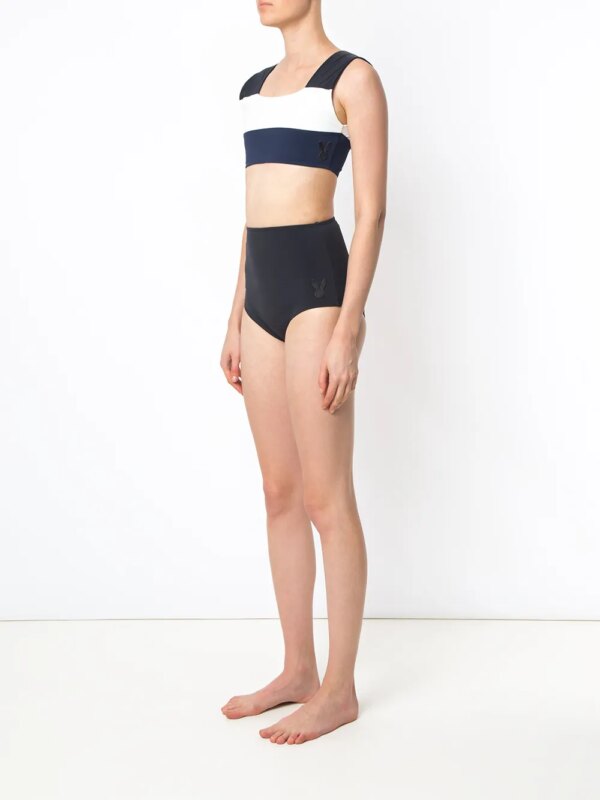 Gloria Coelho striped bikini top - Zwart