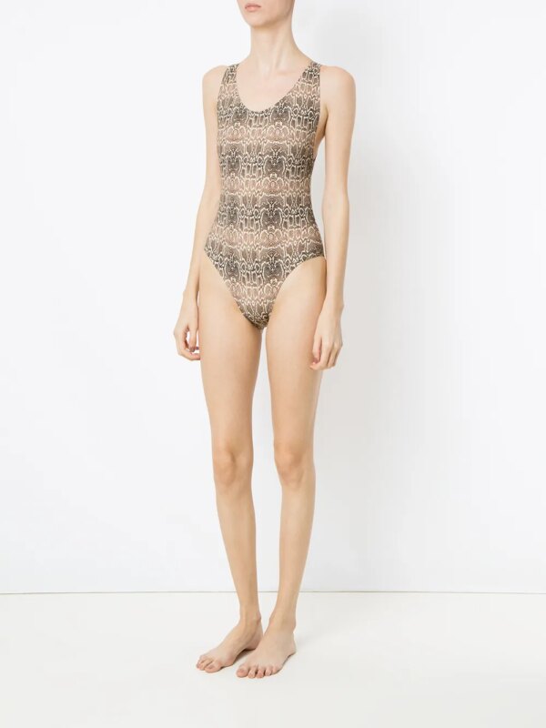 Amir Slama slangenprint badpak - Bruin