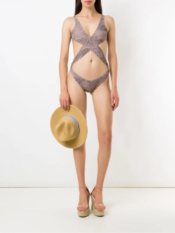 Amir Slama Badpak met gekruiste bandjes - Beige