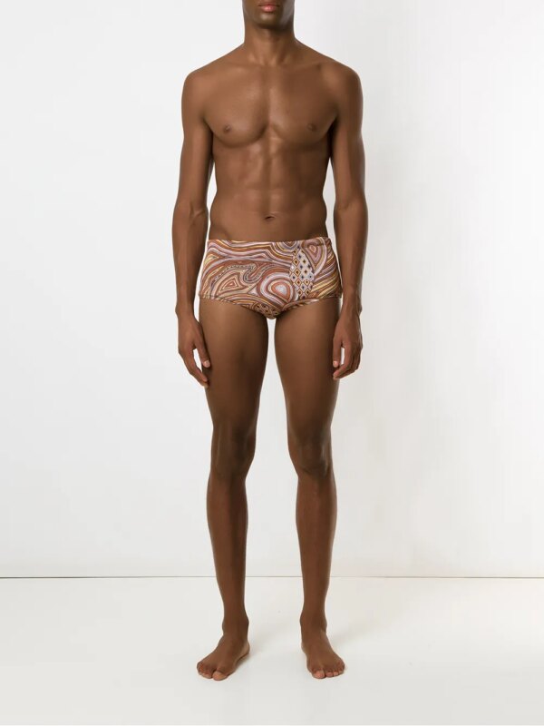 Amir Slama Zwembroek met print - Beige