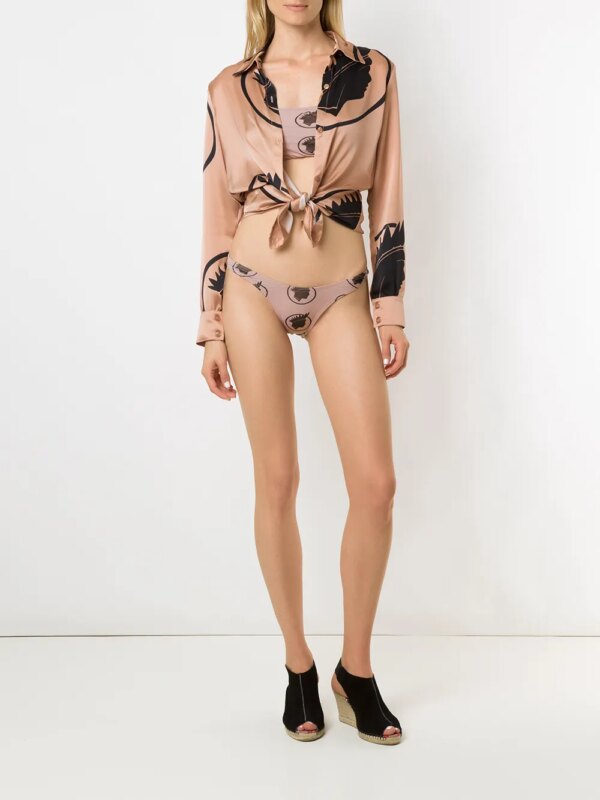 Amir Slama Bikini met print - Beige