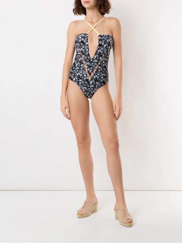 Amir Slama Badpak met print - Zwart