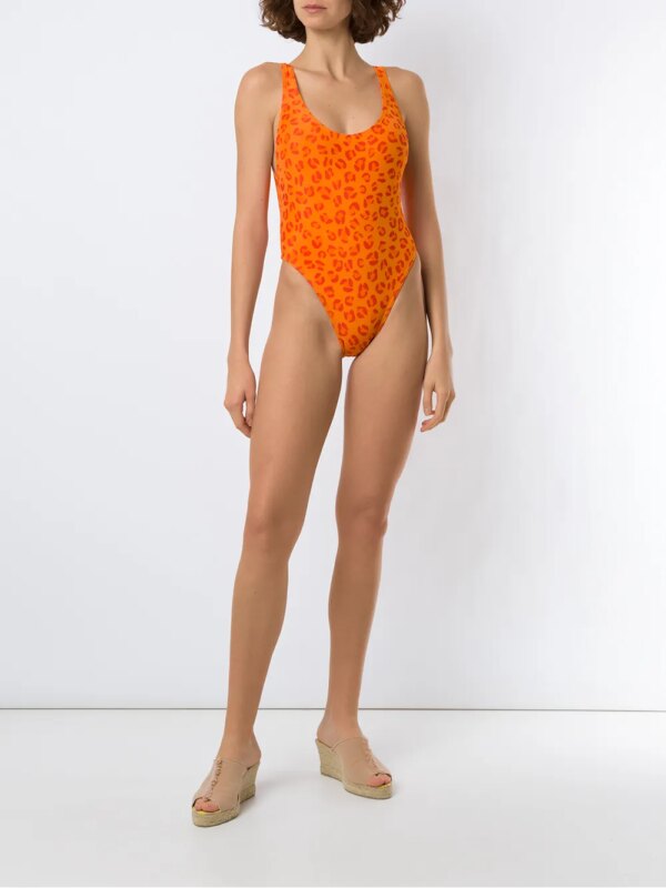 Amir Slama Badpak met luipaardprint - Oranje