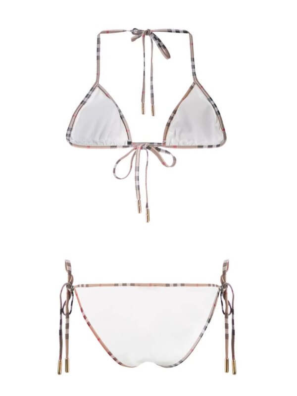 Burberry Bikini met vintage ruit afwerking - Wit