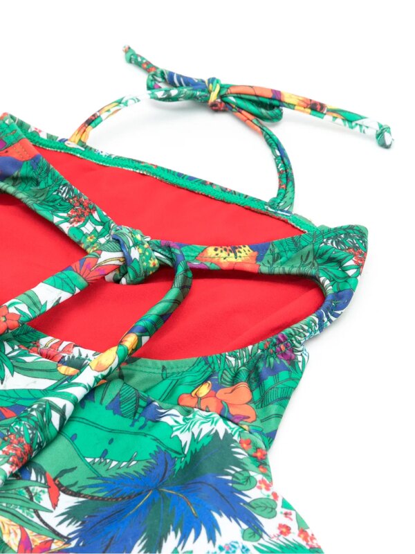 Amir Slama Badpak met bloemenprint - Groen