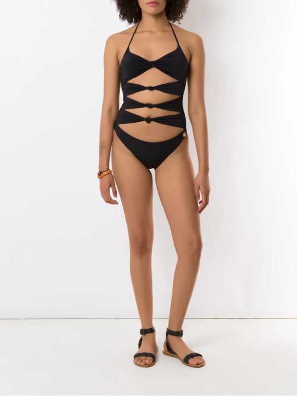 Brigitte Badpak met geknoopt detail - Zwart