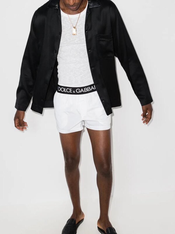 Dolce & Gabbana Zwembroek met logoband - Wit