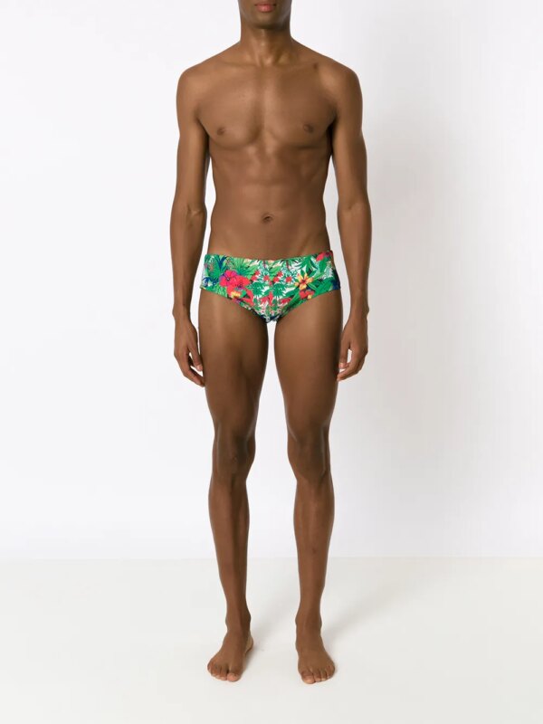 Amir Slama Zwembroek met bloemenprint - Groen