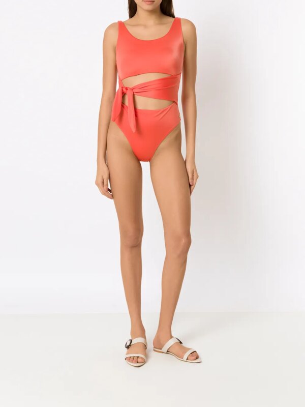 Brigitte Badpak met geknoopt detail - Oranje