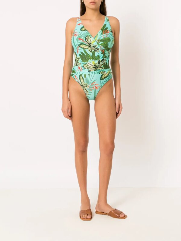 Lygia & Nanny Badpak met tropische print - Groen