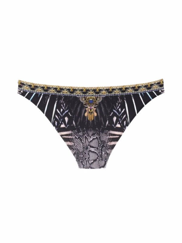 Camilla Bikinislip met print - Zwart