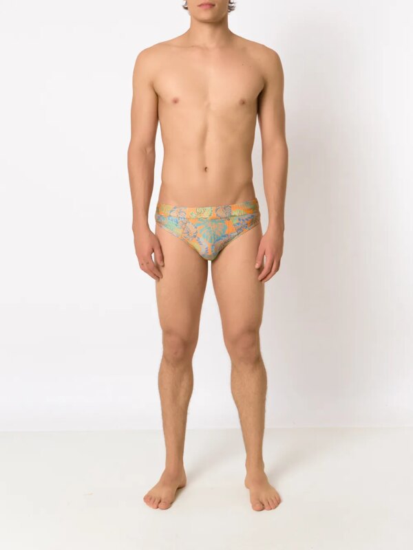 Amir Slama Zwembroek met bladerprint - Oranje