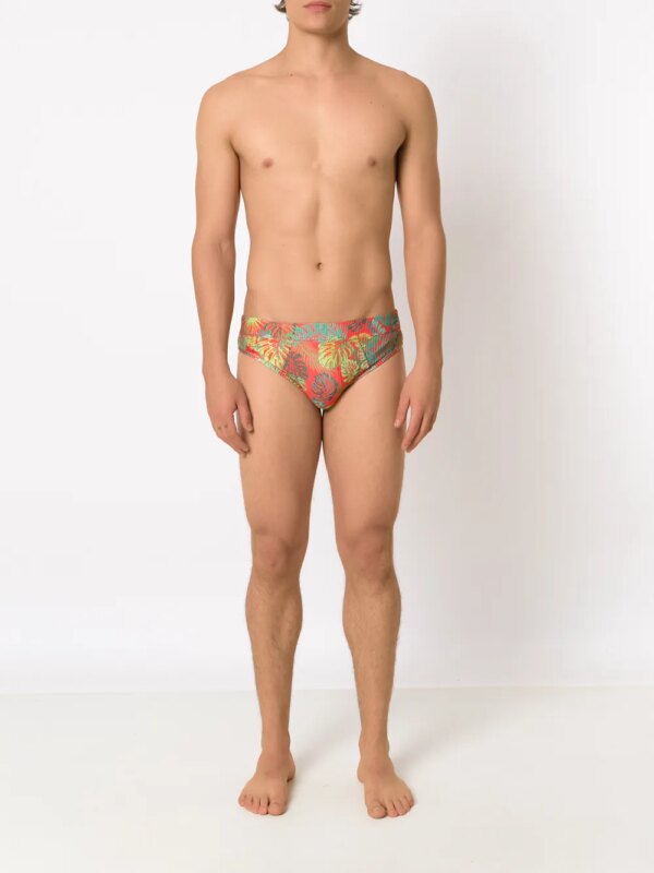 Amir Slama Zwembroek met bladerprint - Rood