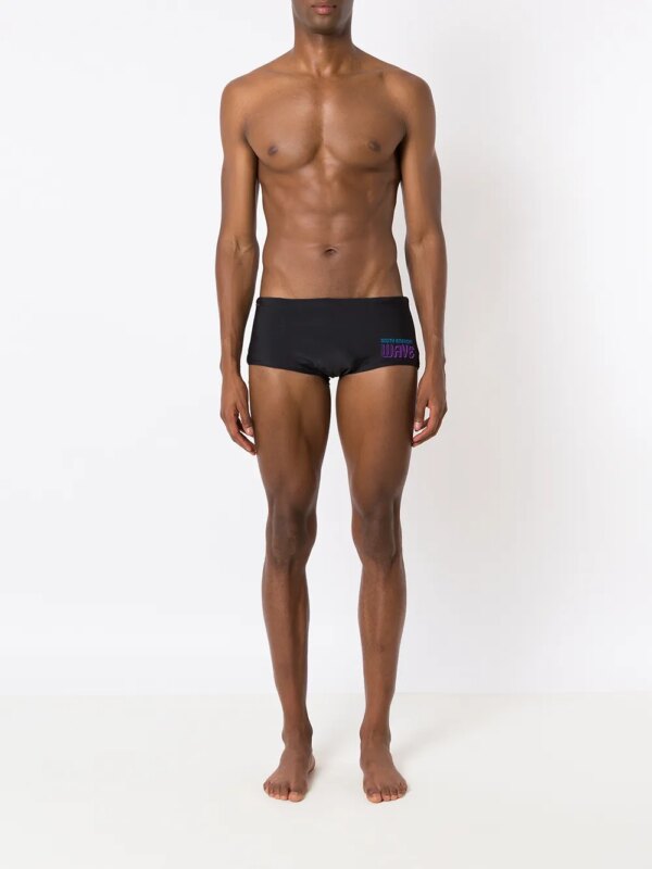 Amir Slama Zwembroek met logoprint - Zwart