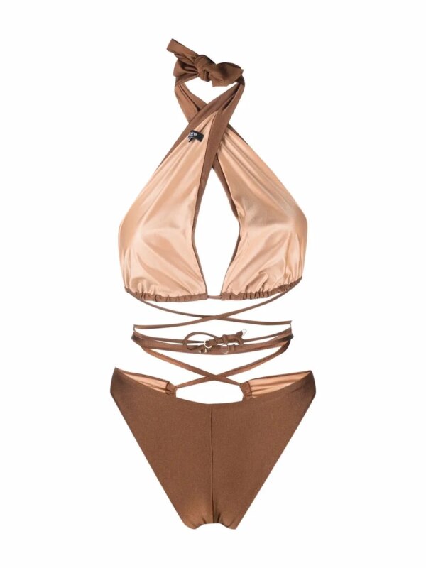 Noire Swimwear Badpak met halternek - Bruin