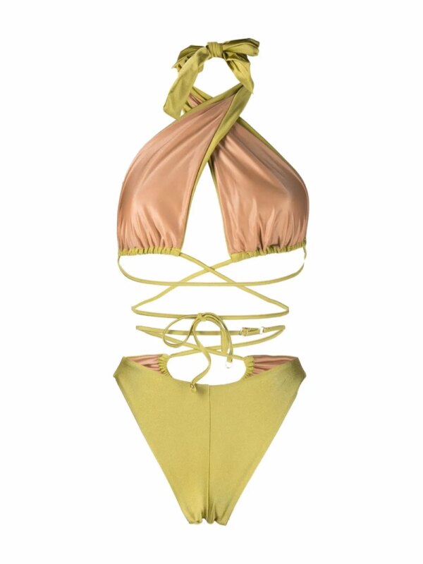 Noire Swimwear Badpak met halternek - Geel