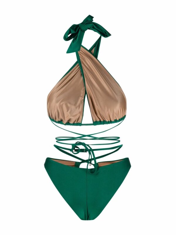 Noire Swimwear Badpak met halternek - Groen