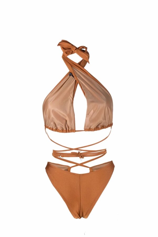 Noire Swimwear Badpak met halternek - Beige