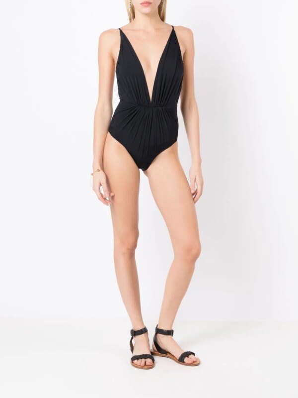 Clube Bossa Badpak met gesmockt detail - Zwart