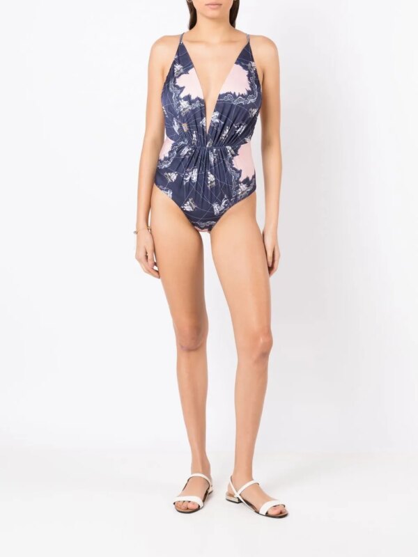 Clube Bossa Badpak met print - Blauw