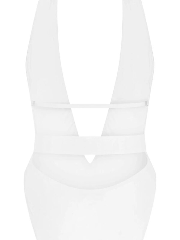 Dolce & Gabbana Badpak met watervalhals en ceintuur - Wit