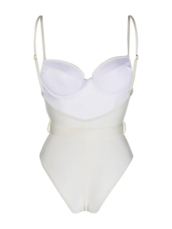 Noire Swimwear Badpak met ceintuur - Beige