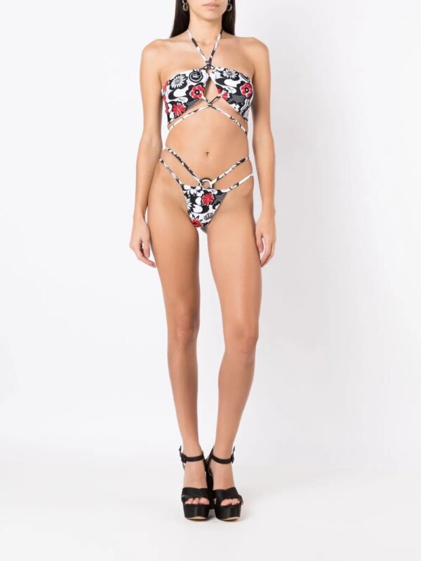 Amir Slama Bikini met bloemenprint - Zwart