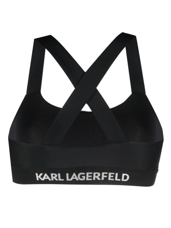 Karl Lagerfeld Bikinitop met gekruiste bandjes - Zwart