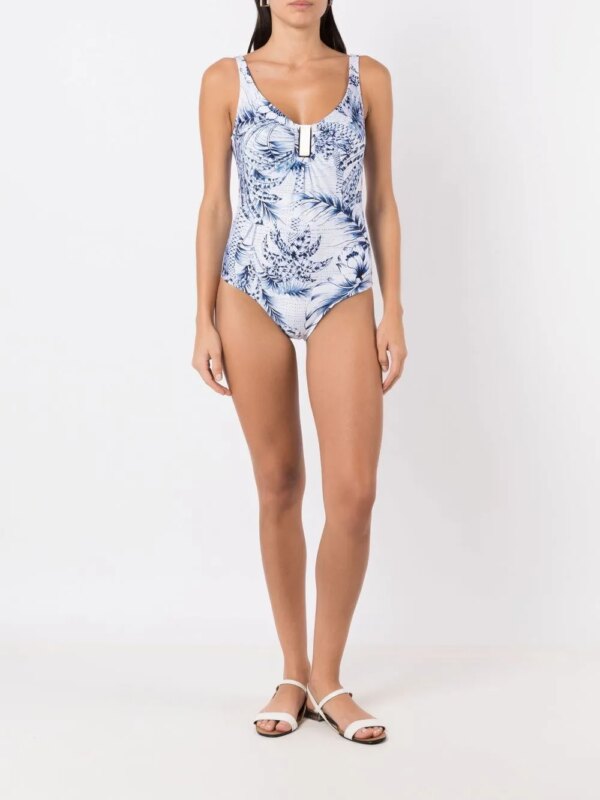 Lygia & Nanny Badpak met palmboomprint - Blauw