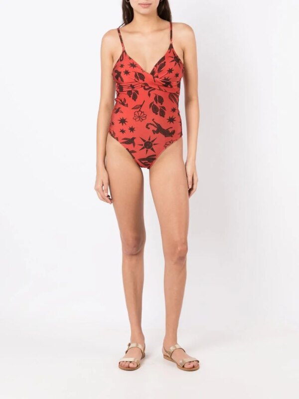 Lygia & Nanny Badpak met print - Bruin