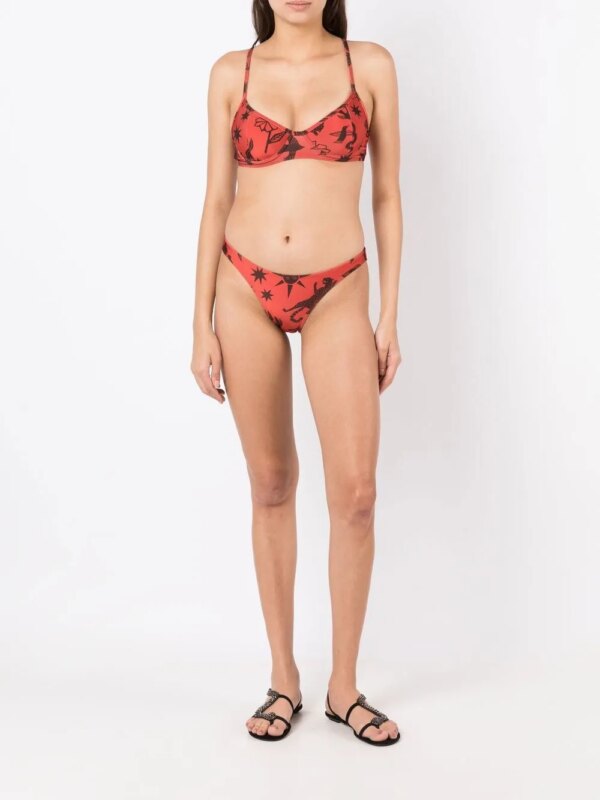 Lygia & Nanny Bikinislip met print - Bruin