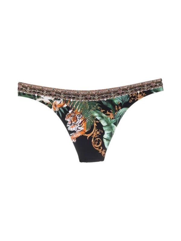 Camilla Bikinislip met tijgerprint - Groen