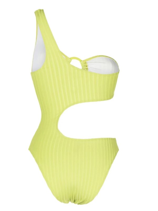 Solid & Striped Geribbeld badpak - Groen