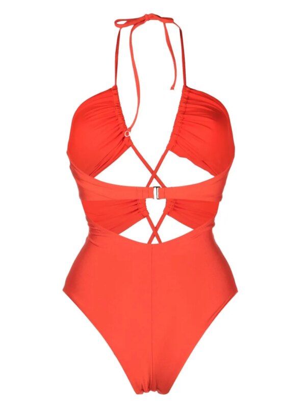 Noire Swimwear Badpak met V-hals - Oranje