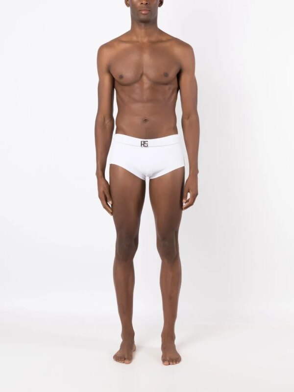 Amir Slama Zwembroek met logoplakkaat - Wit