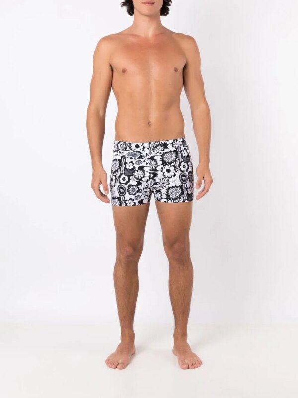 Amir Slama Zwembroek met grafische print - Zwart