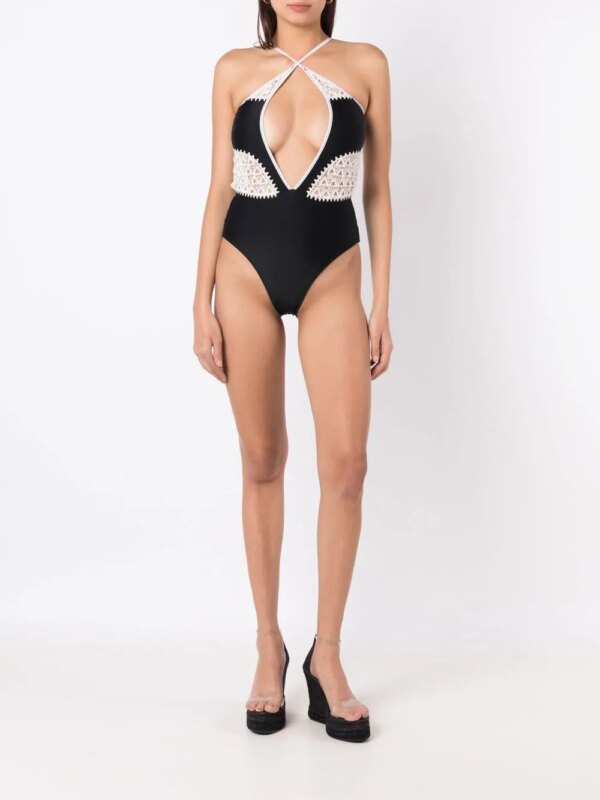 Amir Slama Badpak met halternek - Zwart