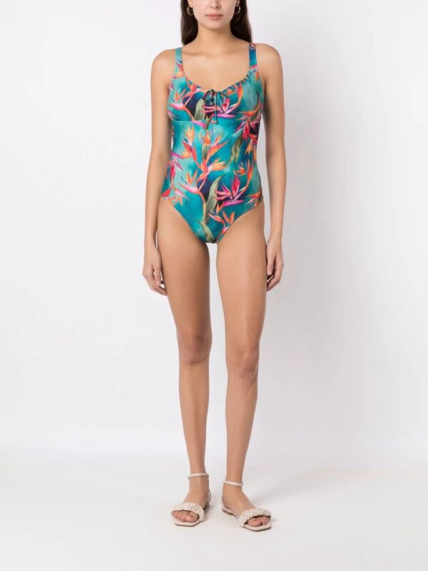 Lygia & Nanny Badpak met bloemenprint - Blauw