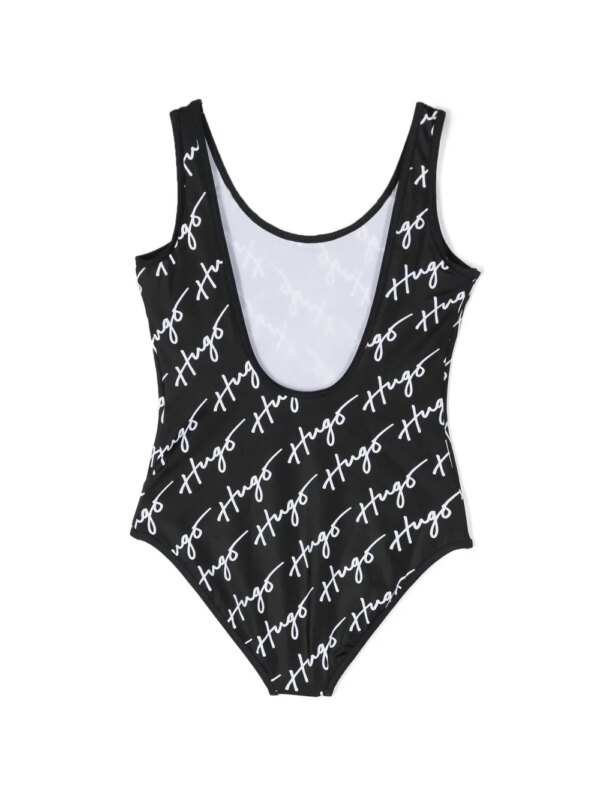 HUGO KIDS Badpak met logoprint - Zwart