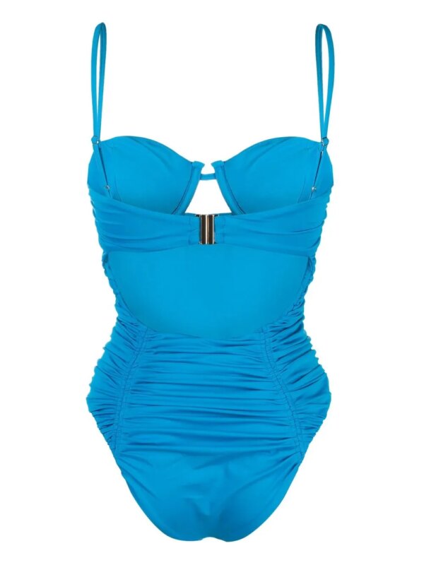 Self-Portrait Badpak met gesmockt vlak - Blauw