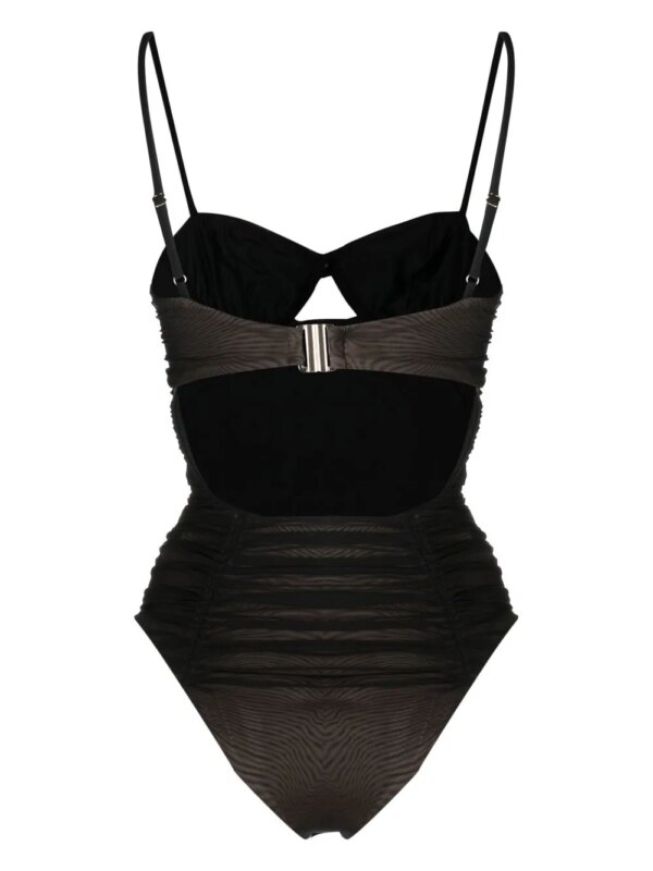 Self-Portrait Gesmockt badpak - Bruin