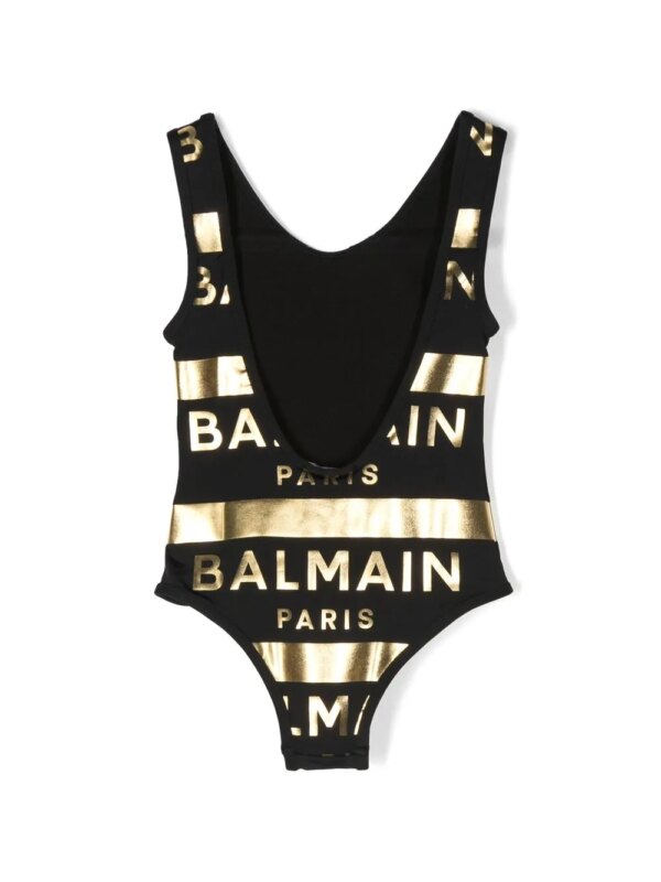 Balmain Kids Badpak met logoprint - Zwart
