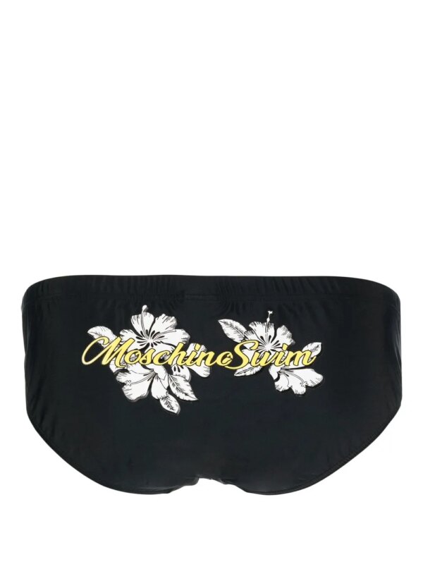 Moschino Zwembroek met logoprint - Zwart