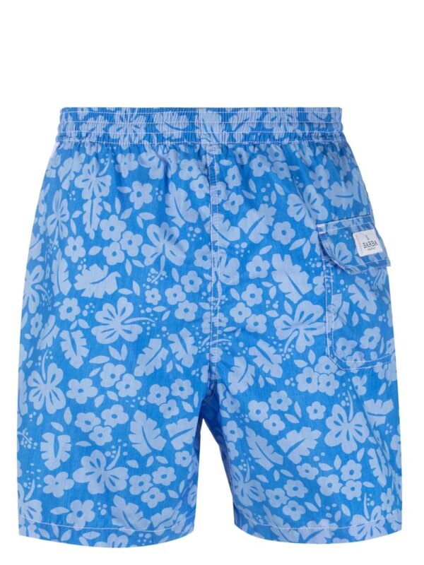 Barba Zwembroek met bloemenprint - Blauw