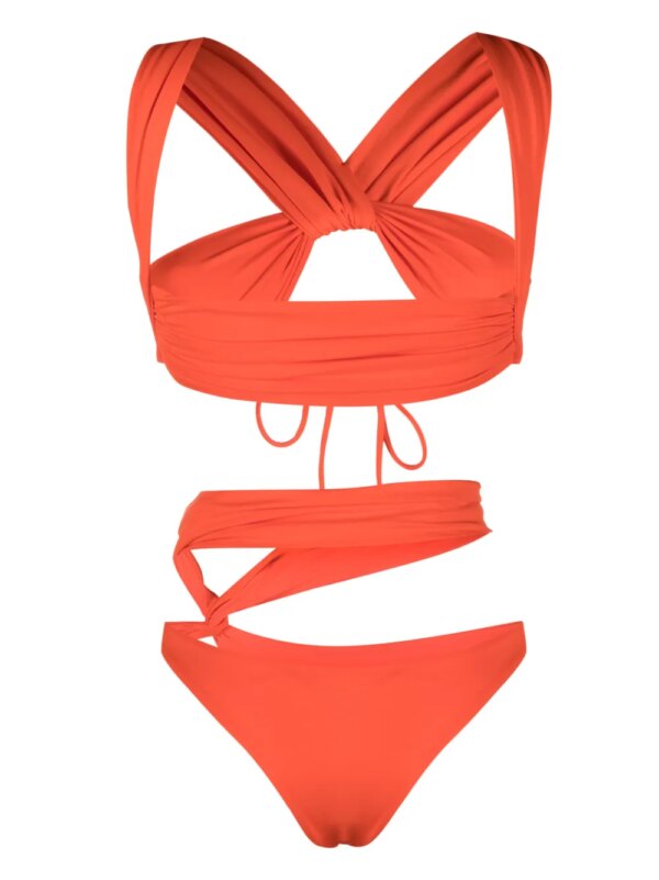 The Attico Gedrapeerde bikini - Oranje
