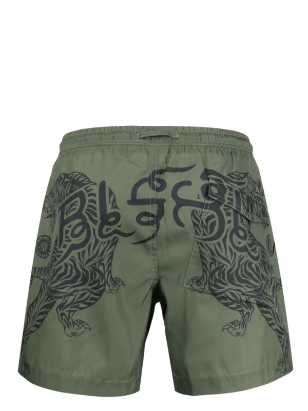 Maharishi Zwembroek met print - Groen