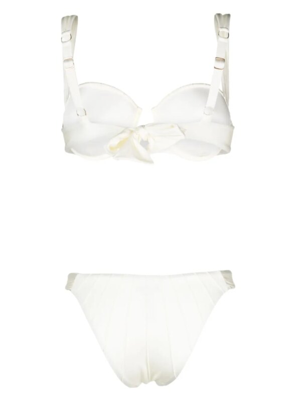 Noire Swimwear Bikini met gestrikte zijkanten - Beige