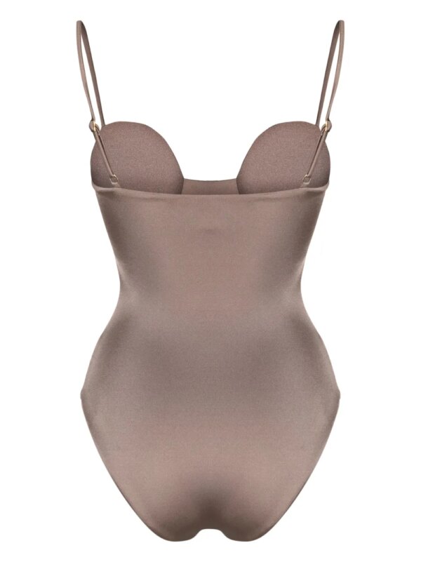 Noire Swimwear Badpak met ronde hals - Beige