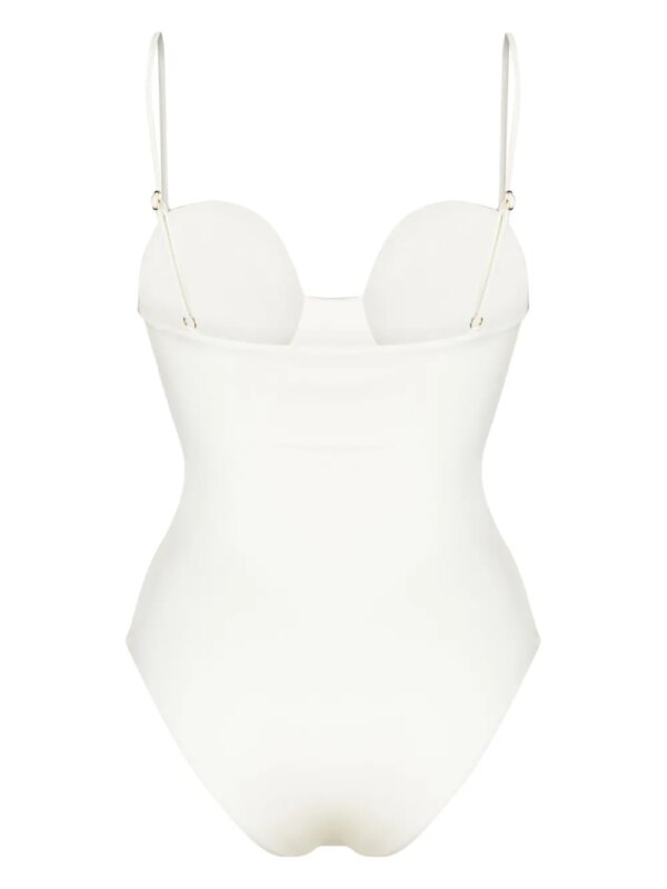 Noire Swimwear Badpak met ronde hals - Wit