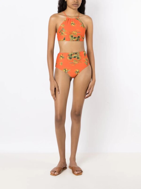 Lygia & Nanny Bikinitop met botanische print - Oranje